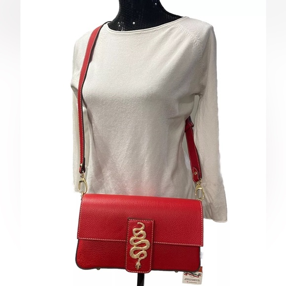 NWT DIVINA FIRENZE 🇮🇹 ITALIAN RED PEBBLED LEATHER CROSSBODY SHOULDER BAG - Picture 5 of 11